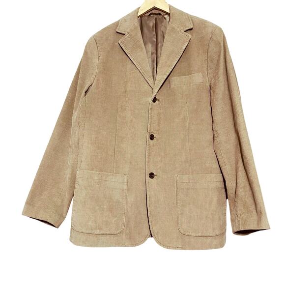 Vintage Eddie Bauer Corduroy Jacket Men Large Tan 3 Button Blazer Indie Boho - Picture 1 of 10